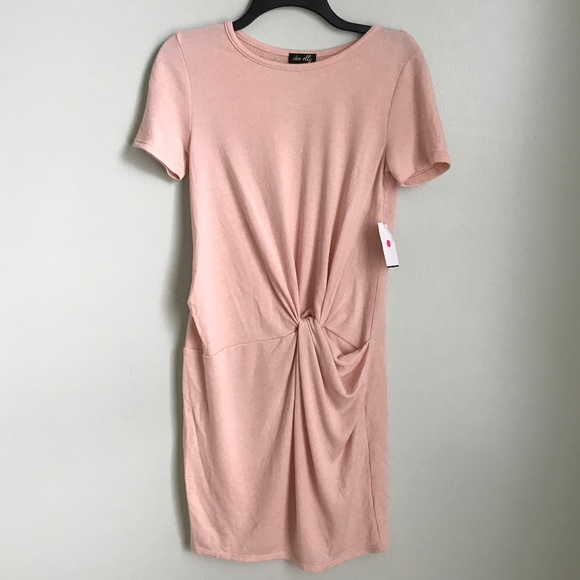 New Dee Elly Pink Ruched Sweater Dress - Picture 1 of 6